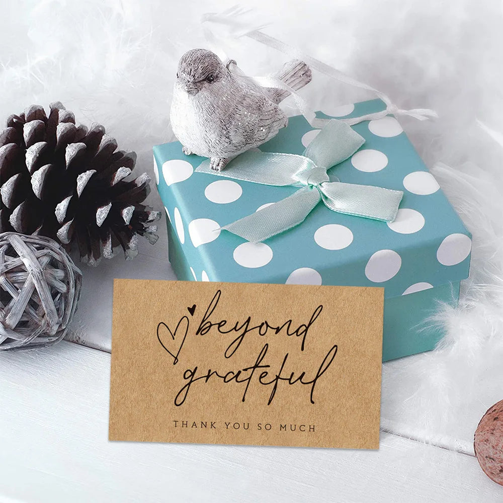 10-30pcs Natural Kraft Paper "beyond grateful" Cards Thank You Card For Small Shop Gift Decoration Card For Small Business Card