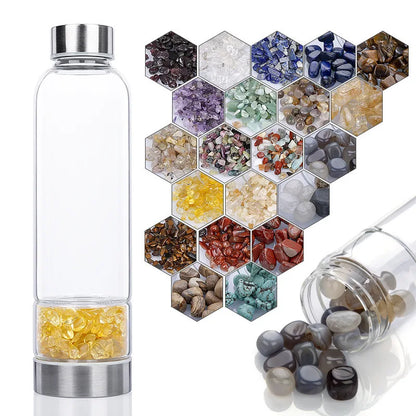 550ML Creative Natural Quartz Crystal Glass Water Bottle Irregular Stone Cup Point Wand Healing Infused Elixir Cup Natural Stone