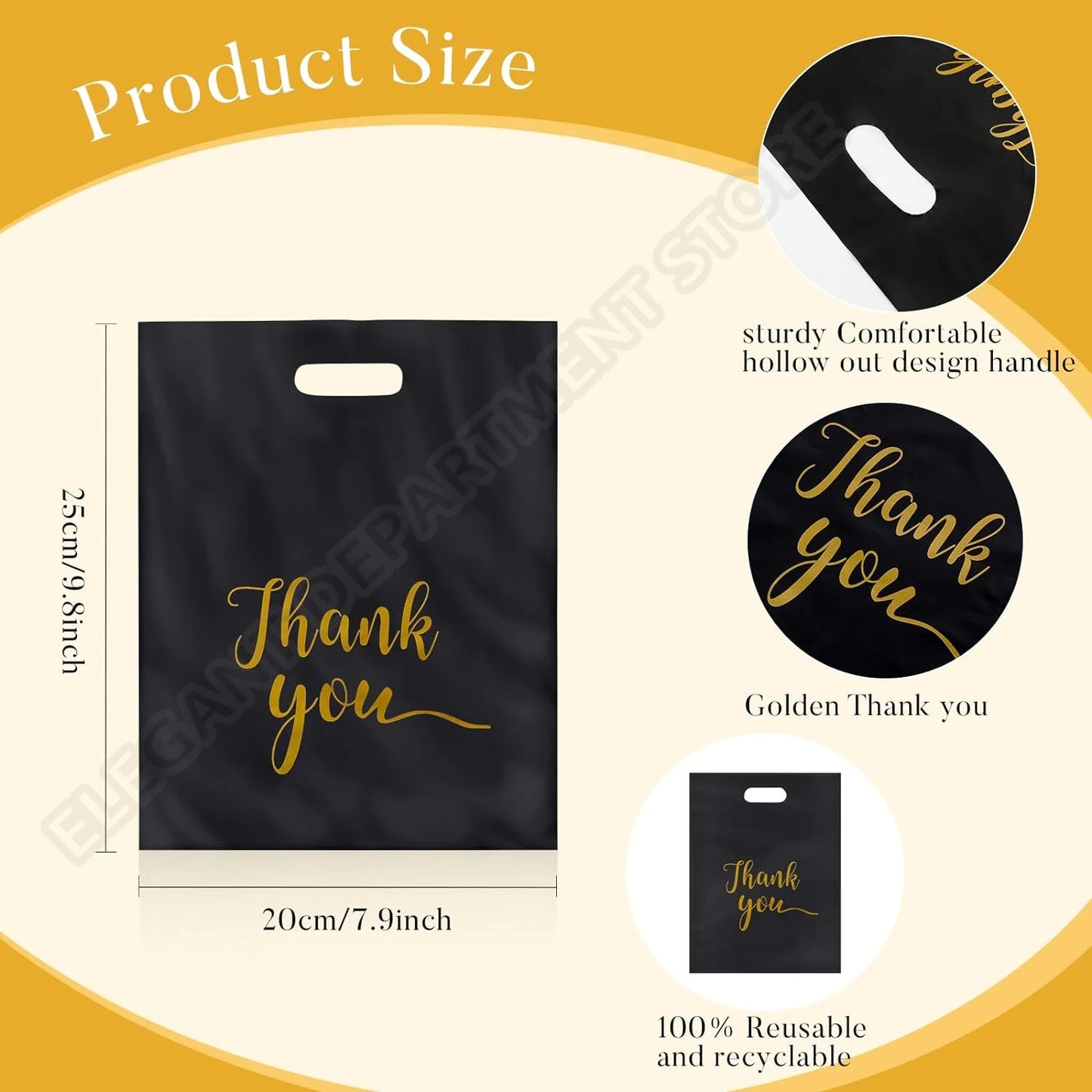 100/200/500pcs Thank You Gift Bags Plastic Candy Cookie Packaging Bag for Wedding Birthday Party Favors Small Business Supplies