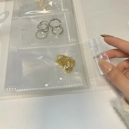 Anti-oxidation Jewelry Storage Albums Desktop Drawer Organizer BoxesTransparent Necklace Bracelet Ring Book Holder Jewelry Bag