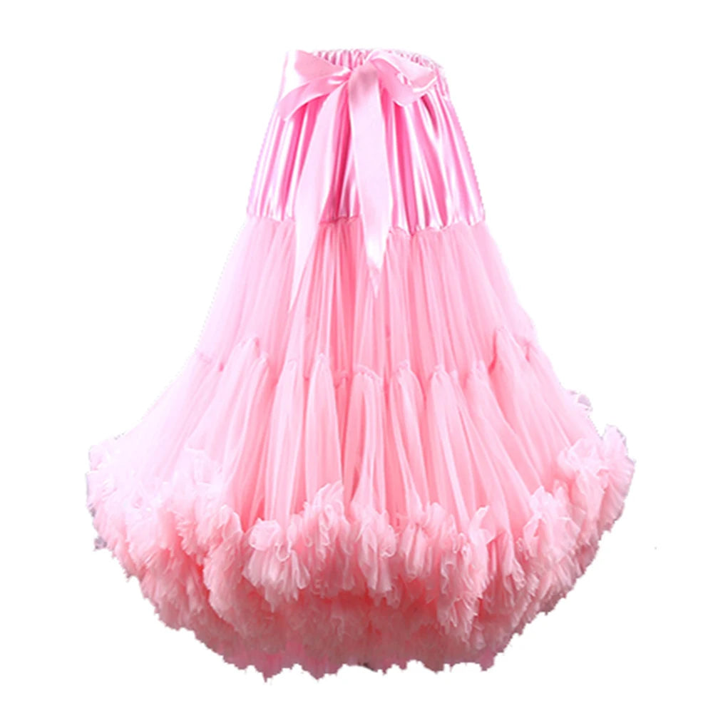 65CM/25.5INCH Lolita Petticoat Soft Tulle Puffy Tutu Women Knee Length Halloween Crinoline Cosplay Underskirt Dance Ball Gown