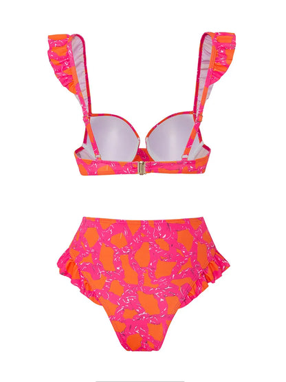3 Pieces Push Up Bikini 2025 High Waist Swimsuit & Skirt Sexy Ruffle Swimwear Women Bathing Swimming Swim Suit Female Beachwear