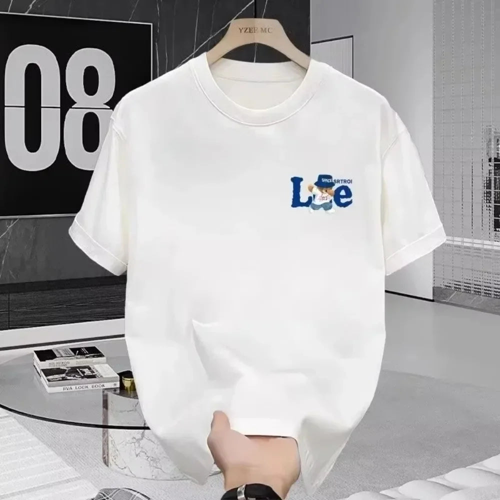 2025 Light Luxury Brand Summer Pure Cotton Printing Men's and Women's Loose Short-sleeved Crew Neck T-shirt Top Is Hot Tshirt