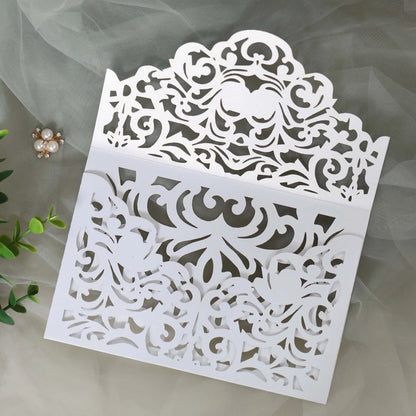 25 pieces Customize Peach Pocket Wedding Invitation, Gold Glitter Backing XV Birthday Envelope Shape Invite Thank You Card IC145