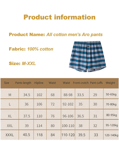 4pcs Male Arrow Pants Men Cotton Plaid Boxers Shorts Loose Mid-Waisted Men's Plus Size Underwear Homewear Comfortable Panties