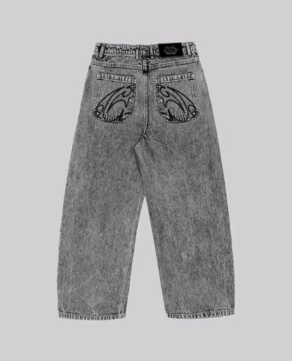 Y2K Graffiti Gothic Jeans Loose Punk Print Jeans Retro Street Street Hip Hop  Straight  Pants  High Street Harajuku Couple Pants