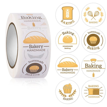 100-500pcs Kraft Paper Handmade with Love Stickers Thank You Sticker for Baking Packaging Envelope Seals Small Business Stickers