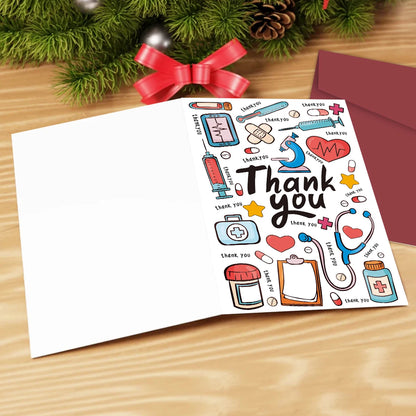 1pc Cute Nurses Day Theme Pattern Design Thank You Cards For Doctor Nurses, Appreciation Greeting Card Gifts For Medical Staff
