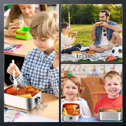 Stainless Steel Bento Box Metal Lunch Box Food Storage Containers with Lockable Clips Lunch Snack Boxes for Work,School