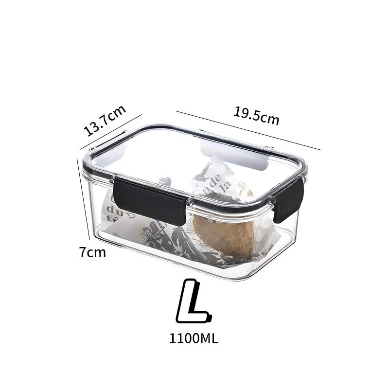 3size Refrigerator Storage Box Clear Sealed Rectangular Fresh Keeping Boxes Food Vegetable Fruit Lunch Box Kitchen Organizer