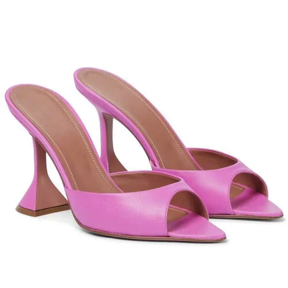 2024 New Pointed Fish Mouth Sandals, Fashionable Women's Shoes, Wine Glasses and Gold Slippers
