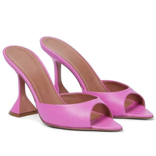 2024 New Pointed Fish Mouth Sandals, Fashionable Women's Shoes, Wine Glasses and Gold Slippers