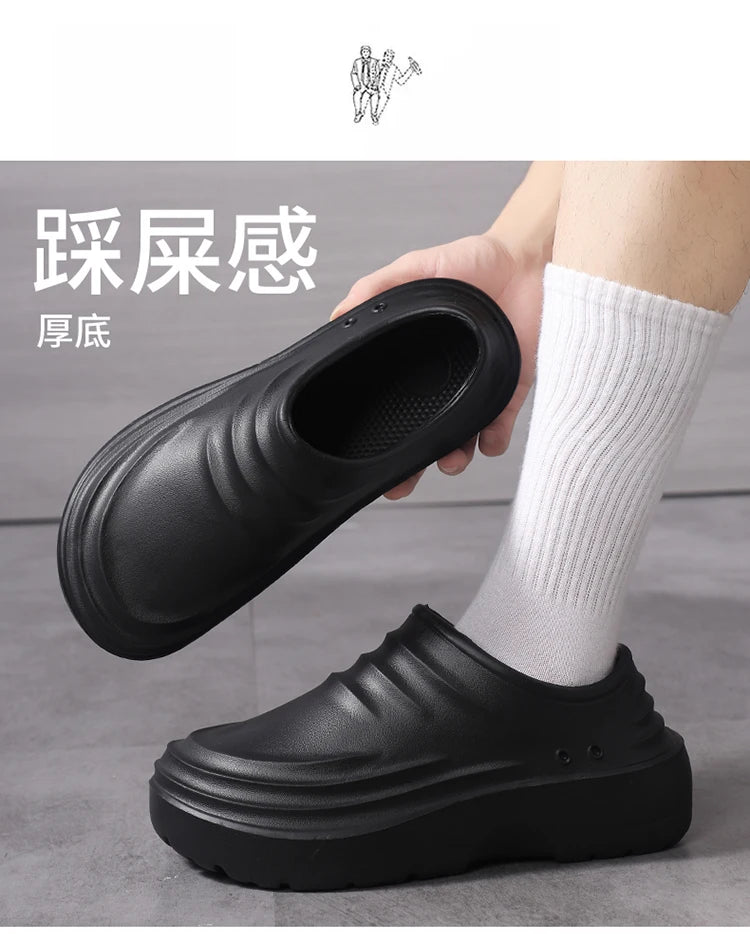 Summer Chef Shoes Anti Slip and Oil Proof Work Shoes Lazy Slippers Casual Trendy Slipper One Step Fashion Garden Shoes For Beach