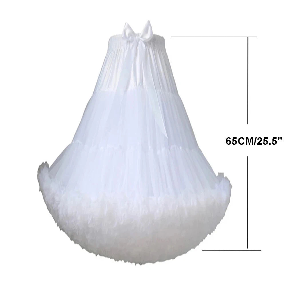 65CM/25.5INCH Lolita Petticoat Soft Tulle Puffy Tutu Women Knee Length Halloween Crinoline Cosplay Underskirt Dance Ball Gown