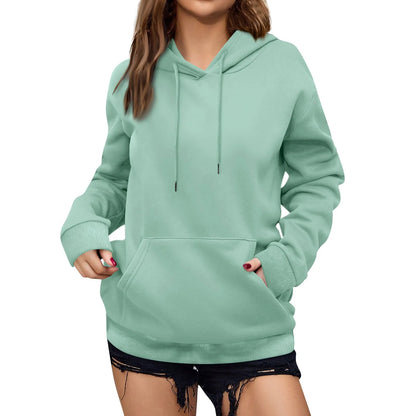 y2k Solid Minimalist Women's Hoodie, Long Sleeve With Pocket Casual Daily Wear 2024 Women Hoodies Autumn Sudadera de mujer