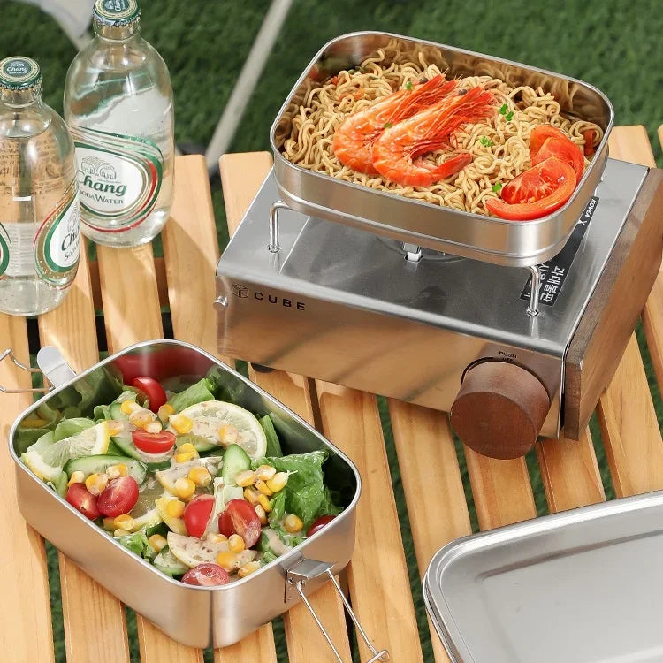 2 Layer Stackable Bento Lunch Box for Kids & Adults, 1400ml Stainless Steel Food Storage Container for School, Work & Travel
