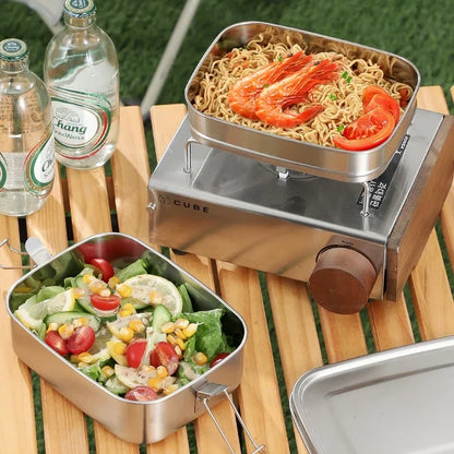 2 Layer Stackable Bento Lunch Box for Kids & Adults, 1400ml Stainless Steel Food Storage Container for School, Work & Travel