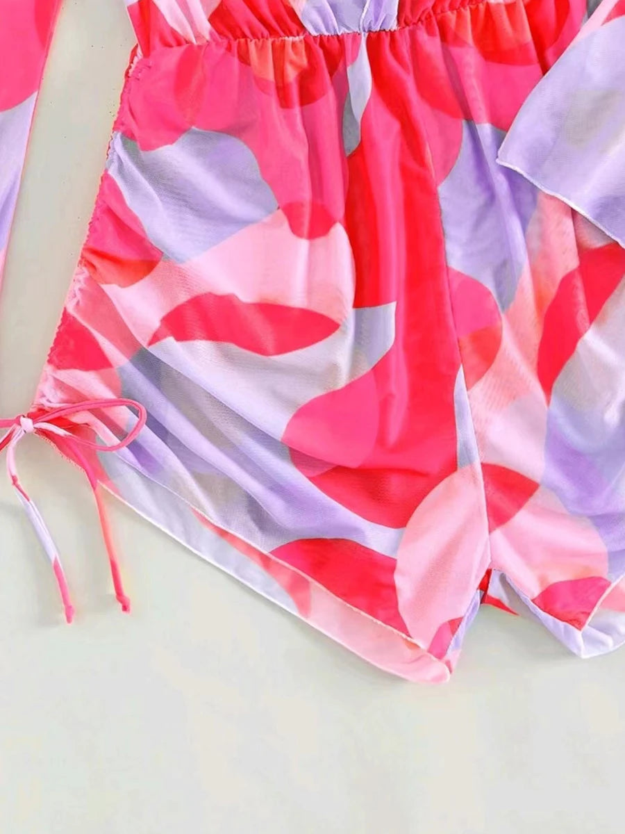 3 Pieces Triangle Halter String Bikini Long Sleeve Swimsuit Women Swimwear Female Bathers Bathing Swimming Swim Suit