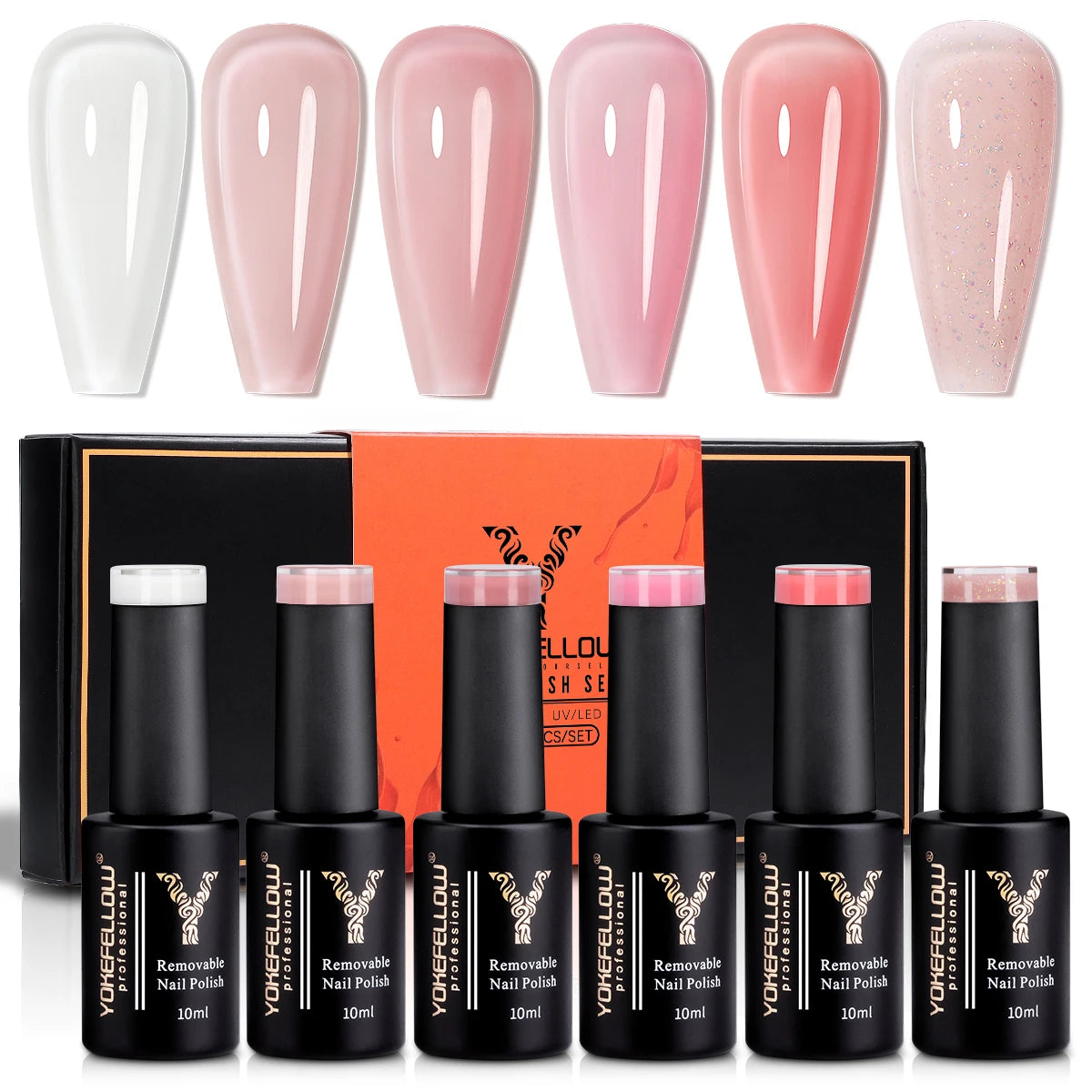 YOKEFELLOW 6Pcs/Set Fall Winter Gel Nail Polish Semi Permanent UV Led Gel Varnish Brown Orange Pumpkin Halloween Christmas Gift