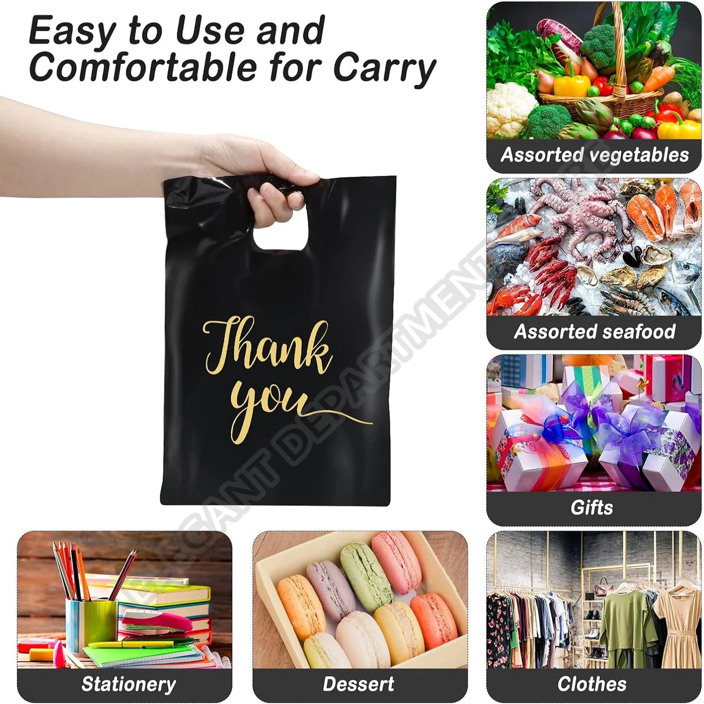 100/200/500pcs Thank You Gift Bags Plastic Candy Cookie Packaging Bag for Wedding Birthday Party Favors Small Business Supplies