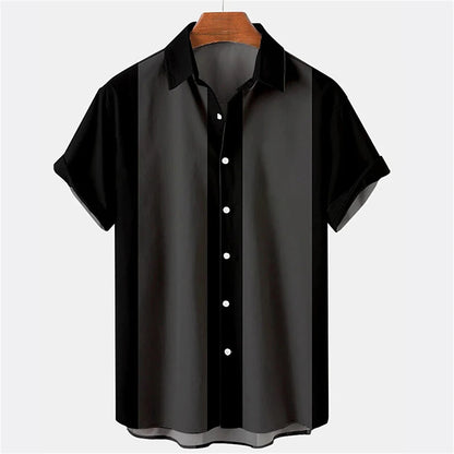 Summer New Casual Solid Color Panel Lapel Beach High Quality Top Men's Short Sleeve Shirt Fashioncomfortable Soft Fabric
