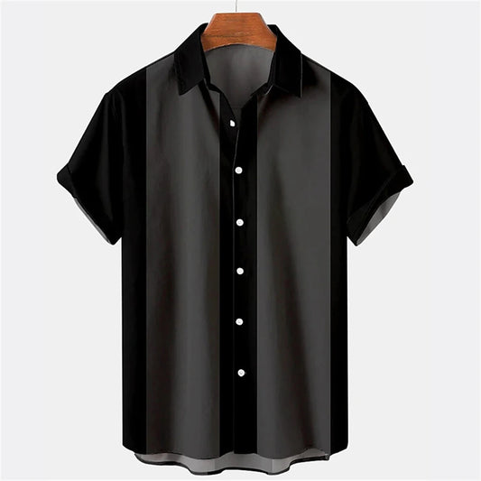 Summer New Casual Solid Color Panel Lapel Beach High Quality Top Men's Short Sleeve Shirt Fashioncomfortable Soft Fabric