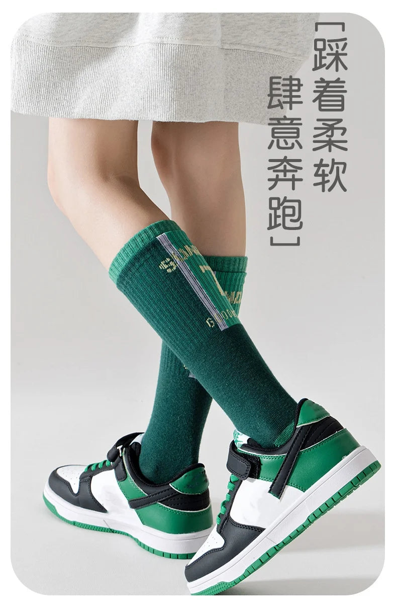 4 Pairs Children's Long Socks Boys Geometric Tennis Socks Soccer Socks Autumn Winter Teenager Basketball Socks Knee Sock