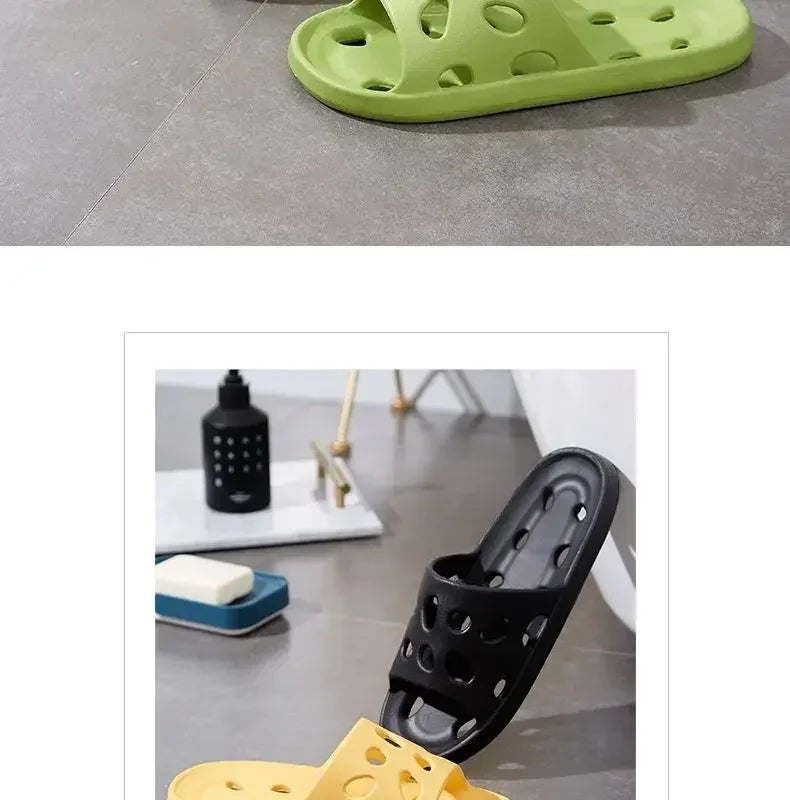 Bathroom Slippers Women Leaking Sandals Cheese Slides Summer Eva Shoes For Men Soft Anti-Slip Flip Flops Couples Indoor Slipper