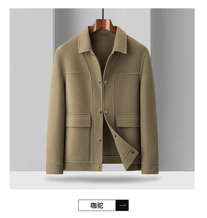 2024 Autumn/Winter New Double sided Woolen Coat High end Fabric Korean Edition Fashion Pure Handmade Woolen Coat Work Style