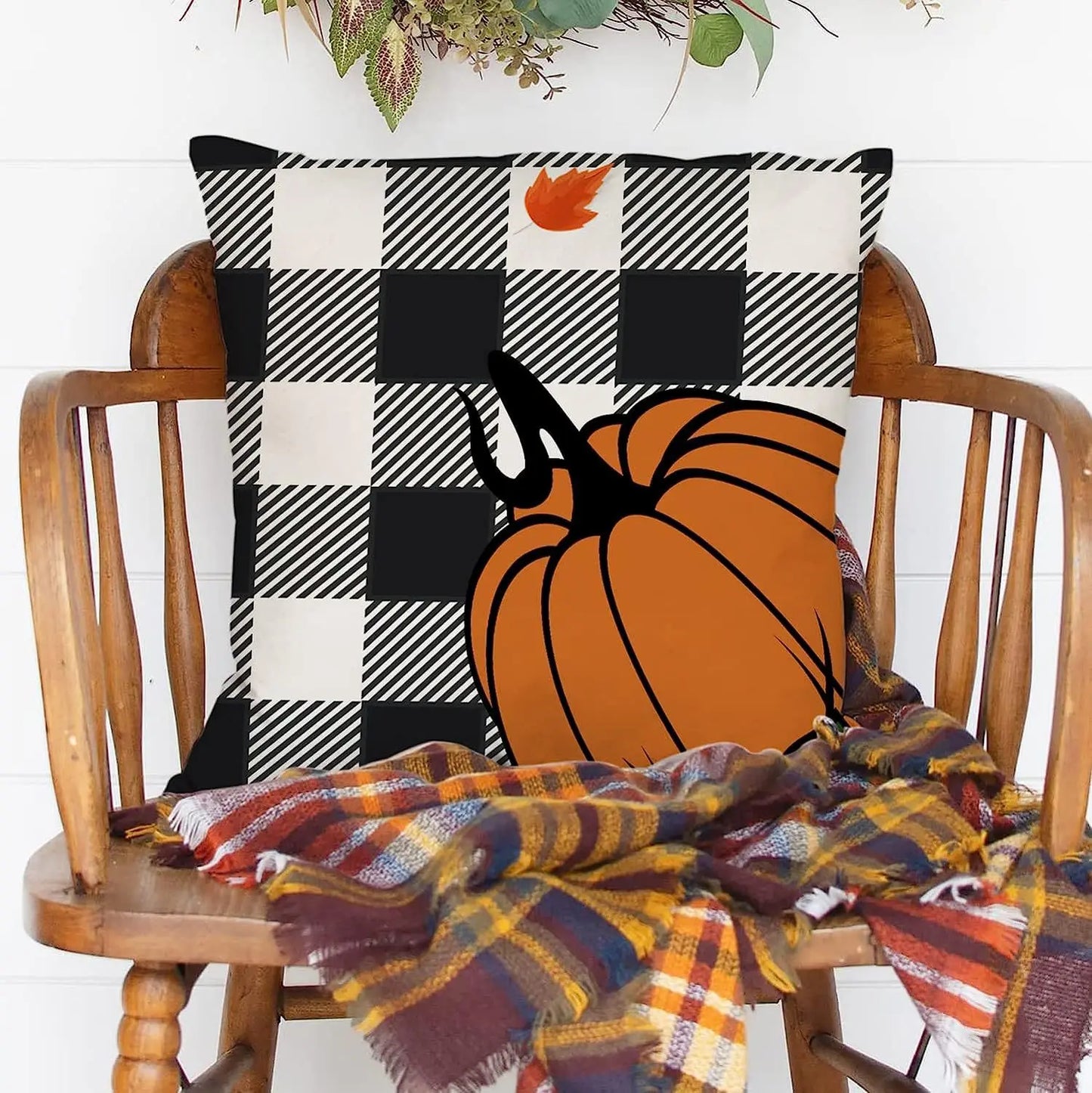 18x18 Inches Autumn Pumpkin Cushion Cover Pillow Cover Thanksgiving Decor Pillowcase Maple Leaves Printed Cushion Case for Couch