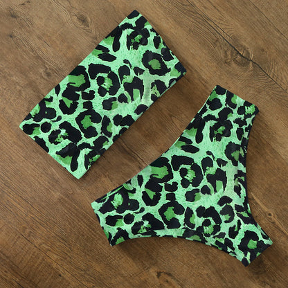 2024 New Sexy Low Hight Bikini Set Swimwear Women Bandeau Female Print Floral Strappy Swimsuit Bathing Suit Beach Wear Biquini