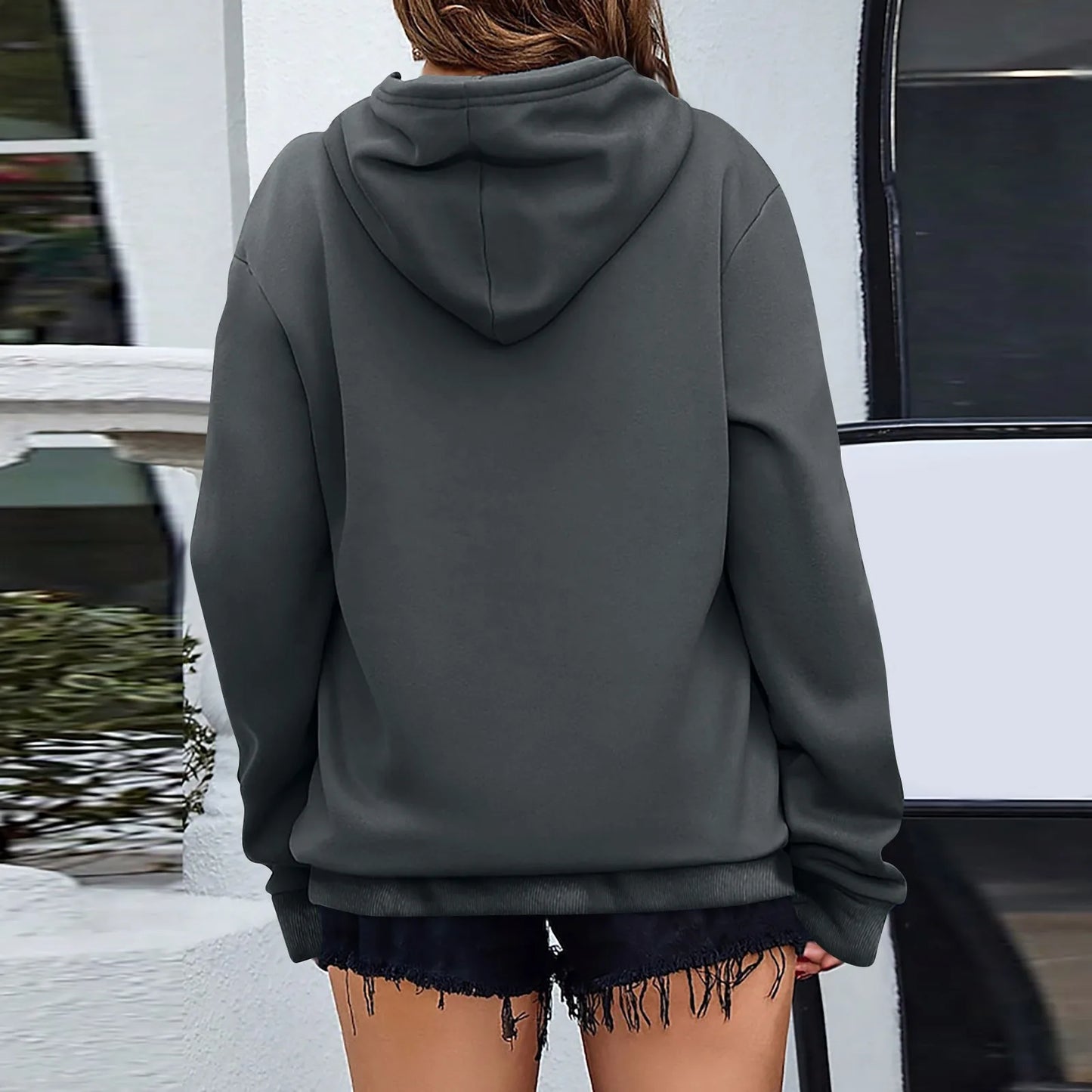 y2k Solid Minimalist Women's Hoodie, Long Sleeve With Pocket Casual Daily Wear 2024 Women Hoodies Autumn Sudadera de mujer