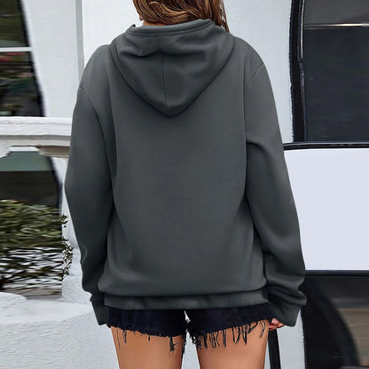 y2k Solid Minimalist Women's Hoodie, Long Sleeve With Pocket Casual Daily Wear 2024 Women Hoodies Autumn Sudadera de mujer
