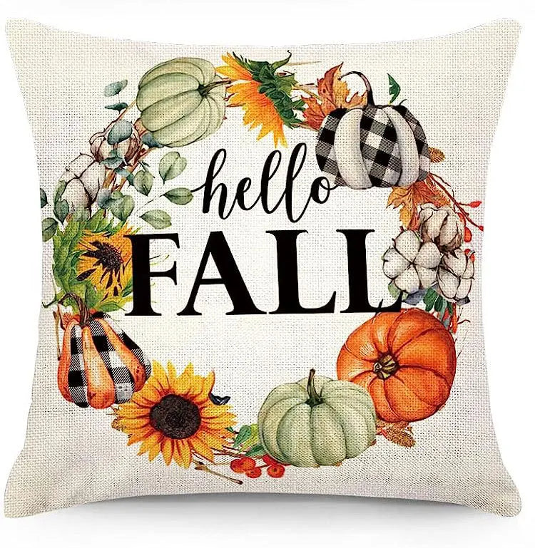 18x18 Inches Autumn Pumpkin Cushion Cover Pillow Cover Thanksgiving Decor Pillowcase Maple Leaves Printed Cushion Case for Couch
