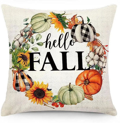 18x18 Inches Autumn Pumpkin Cushion Cover Pillow Cover Thanksgiving Decor Pillowcase Maple Leaves Printed Cushion Case for Couch