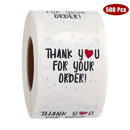1roll 500pcs Thank You For Your Oder Sticker, DIY Small Business Online Store, Shop, Packing And Shipping Accessories