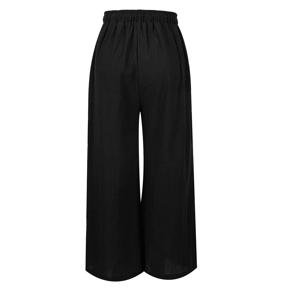 3XL 5XL Plus Size High Waist Long Pants for Women Clothing 2024 Summer Solid Casual Wide Leg Trousers Fashion Korean Female Clot