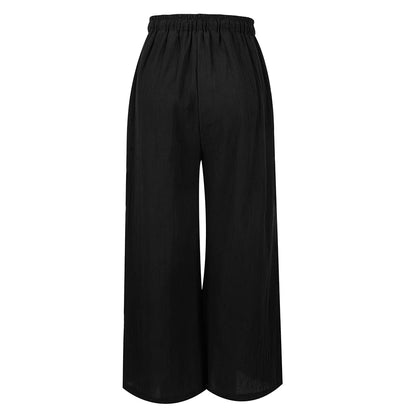 3XL 5XL Plus Size High Waist Long Pants for Women Clothing 2024 Summer Solid Casual Wide Leg Trousers Fashion Korean Female Clot