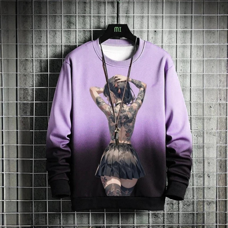 3D Print Anime Characters Long Sleeve T-Shirts For Men Autumn Fashion Men's O-Neck Sportwear Oversized  Pullover Men clothing