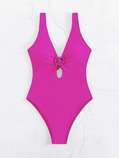 Twisted Hollow Out Bikini Micro Monokini Rings Sexy Deep-V Swimsuit Women Swimwear One-piece Beach Bathing Suit Vacation Outfits