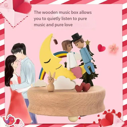 Wooden music box, music box, carousel, romantic Valentine's Day gift, furniture decoration, creative gift giving
