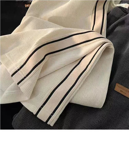 2024 Corduroy Striped Sweatpants Women Streetwear Thick Wide Leg Pants Y2K Harajuku High Waist Joggers Korean Baggy Trousers