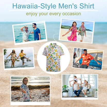 Summer Men's Shirt Cute Animal Print Short Sleeve Shirt Open button Lapel Men's Top Comfortable Casual Men's Shirts