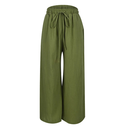 3XL 5XL Plus Size High Waist Long Pants for Women Clothing 2024 Summer Solid Casual Wide Leg Trousers Fashion Korean Female Clot