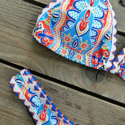 2024 New Sexy Brazilian Bikini Set Women Print Biquini Female Cut Bikinis Swimwear Push Up Swimsuit Bath Suit