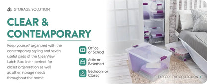 Sterilite 24-Pack 66 Quart ClearView Latch Box, Stackable Organizer Bins with Latching Lids - Clear Plastic Organization Contain