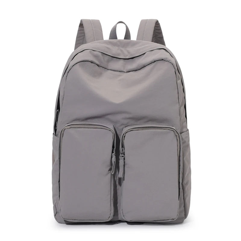 Water - resistant double - shoulder backpack. It has a large capacity, is lightweight and casual. Made of wrinkled and washed ny