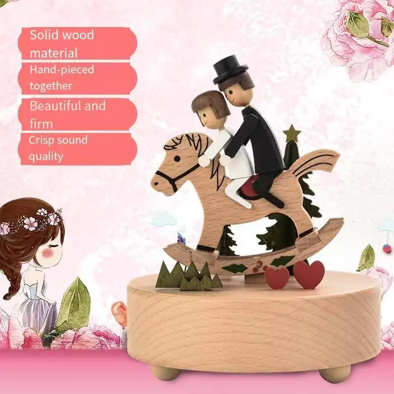 Wooden music box, music box, carousel, romantic Valentine's Day gift, furniture decoration, creative gift giving