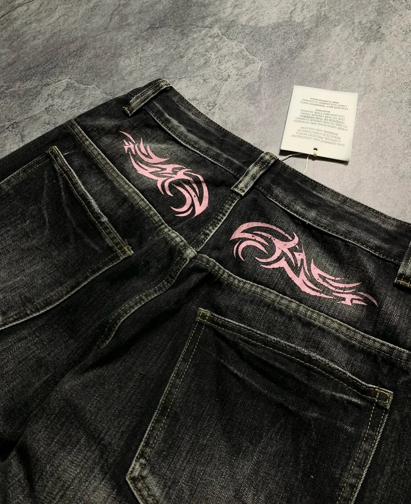 Y2K Graffiti Gothic Jeans Loose Punk Print Jeans Retro Street Street Hip Hop  Straight  Pants  High Street Harajuku Couple Pants