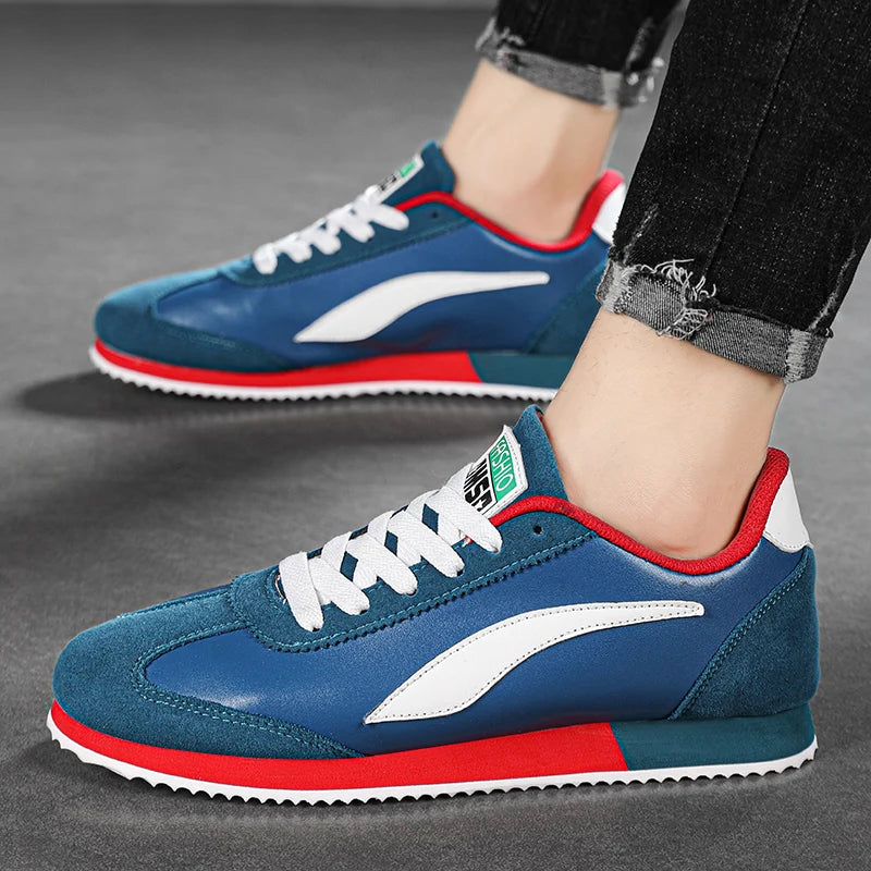 Trend Classic Running Shoes Men Suede Leather Mens Blue Sneakers Comfort Flat Jogging Shoes Man Athletic Shoes zapatillas hombre